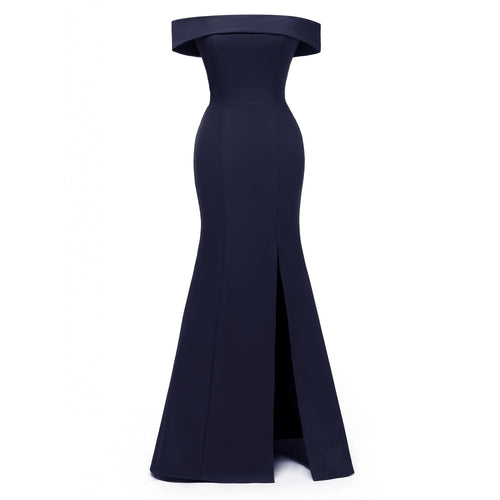 Ruffle Floor Length Maxi Dress Off Shoulder Sexy Split Slim Party Solid Summer 2019 Long Dress Strapless Pageant Female Dresses