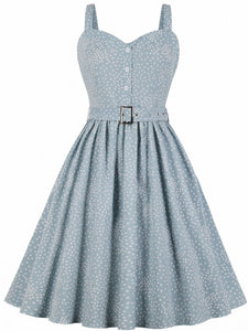 Elegant Dot Print Spaghetti Strap Summer Dress Women 2019 Sleeveless Hepburn 50s 60s Vintage Pleated Dress Tunic Party Dresses