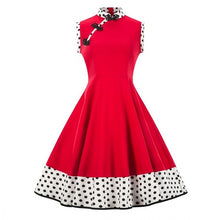 Load image into Gallery viewer, New Women Polka Dot Dress Elegant Evening Black Summer 1950s Chinese Retro A-Line 2019 Party Red Sexy Vintage Rockabilly Dresses
