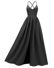 Load image into Gallery viewer, Floor Length Summer Dress Women 2019 Solid Color Pleated Long Dress Sleeveless V Neck Spaghetti Strap Party Female Maxi Dress